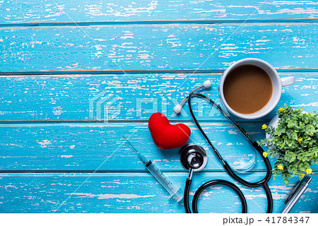 Flat lay of tools medical & Healthcare insurance 41784347