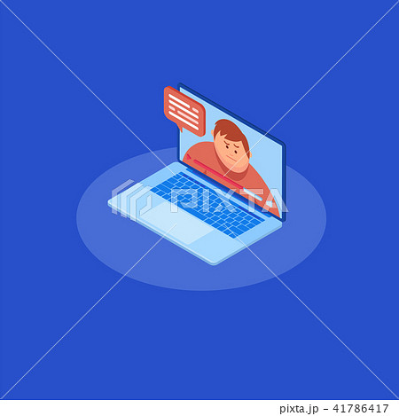 Isometrics Video chatting online on computer  41786417