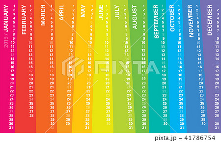 calendar 2019 with rainbow design calendar 2019 with rainbow design 41786754