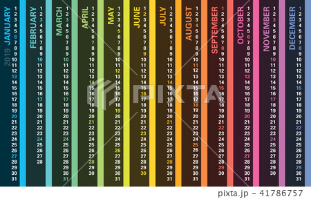 calendar 2019 with vertical rainbow design calendar 2019 with vertical rainbow design 41786757