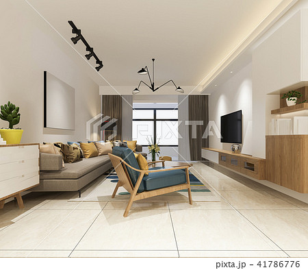 minimal and modern living room with cozy sofa 41786776