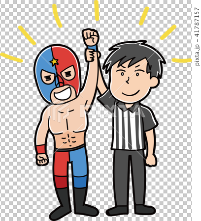 勝利したプロレスラーのイラスト素材のイラスト素材