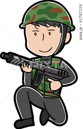 サバゲーをする男性のイラストのイラスト素材