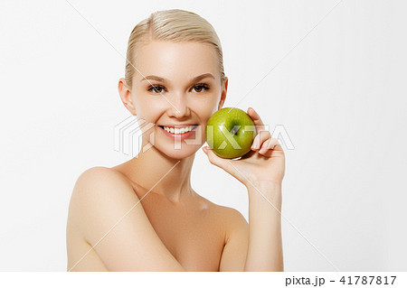 Smiling girl with fresh fruits. Beauty model Smiling girl with fresh fruits. Beauty model 41787817