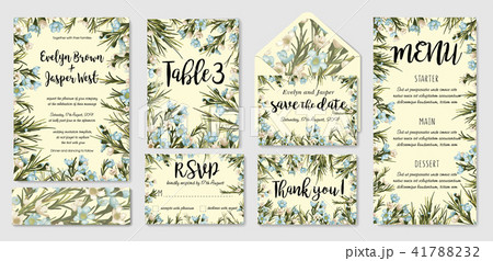 Wedding invite, menu, rsvp, thank you label  41788232