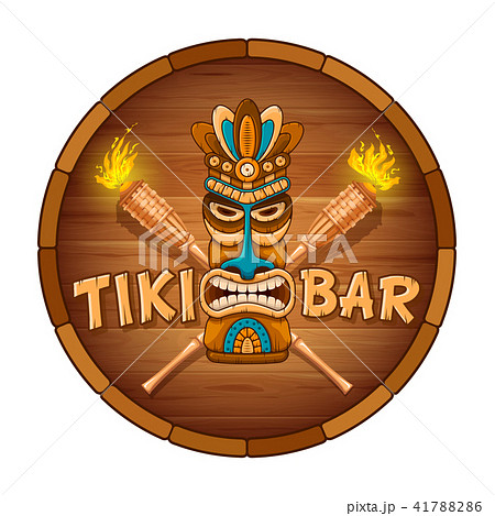 Wooden Tiki mask and signboard of bar Wooden Tiki mask and signboard of bar 41788286