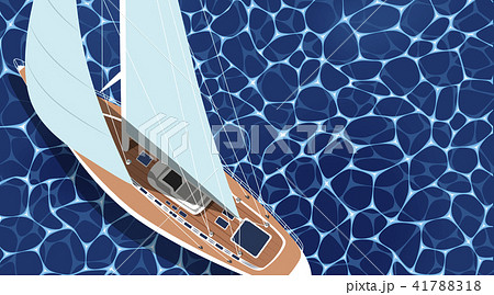 Top view sail boat on water 41788318
