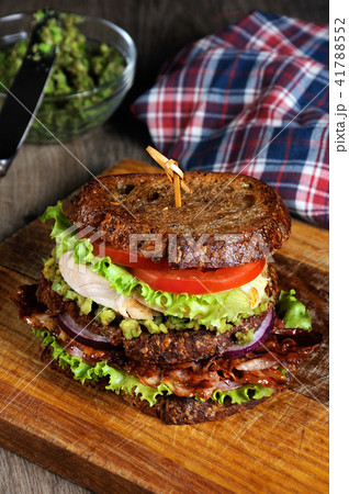 Double sandwich with chicken and bacon Double sandwich with chicken and bacon 41788552