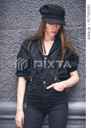 Beautiful girl in a cap. Beautiful girl in a cap. 41789382