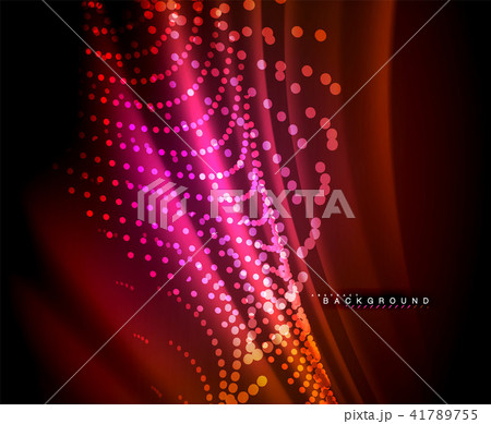 Neon glowing techno lines, hi-tech futuristic abstract background template with square shapes 41789755