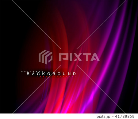 Neon glowing wave, magic energy and light motion background. Vector wallpaper template 41789859