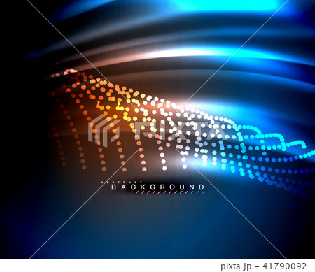 Neon glowing techno lines, hi-tech futuristic abstract background template with square shapes 41790092