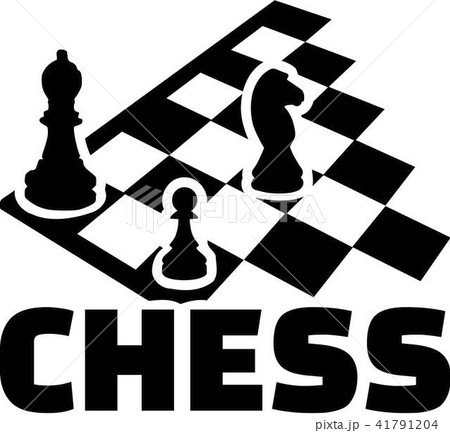 Chess board with word. Bishop pawn and horse. 41791204