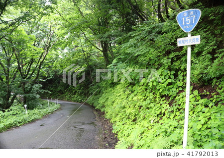 酷道157号の標識と道路 酷道157号の標識と道路 41792013