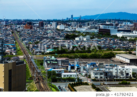 都市風景。大阪府高槻市。大阪平野。 41792421