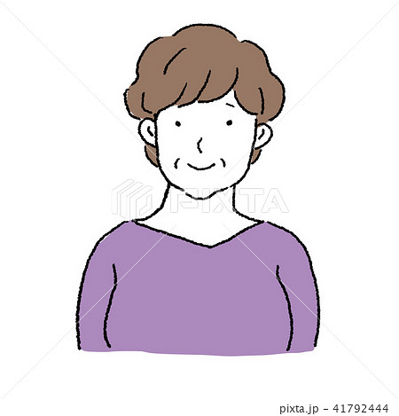 中年女性 人物 上半身 イラストのイラスト素材