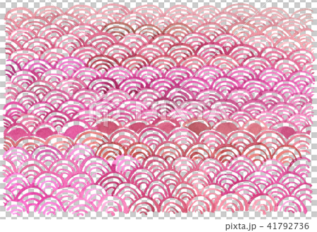 青海波　手描き　赤 41792736