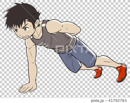 Names of men and muscles doing push-ups (Japanese) - Stock Illustration  [87456967] - PIXTA