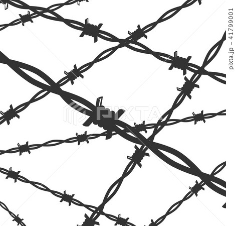 Cartoon Silhouette Black Barbed Wire Line Background Card. Vector Cartoon Silhouette Black Barbed Wire Line Background Card. Vector 41799001