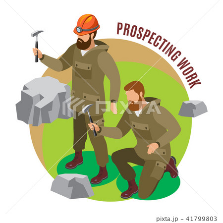 Prospecting Work Isometric Composition 41799803