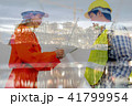 Double exposure Engineers work with construction 41799954