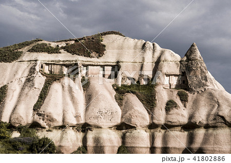 Cave house of Fairy Chimneys rocks mushroom in Pasabag, Monks Valley, Cappadocia, Turkey. 41802886