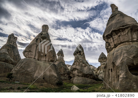 Cave house of Fairy Chimneys rocks mushroom in Pasabag, Monks Valley, Cappadocia, Turkey. 41802890