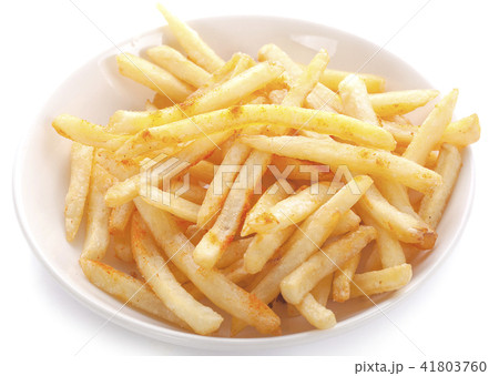 French fries in white plate isolated on white  41803760