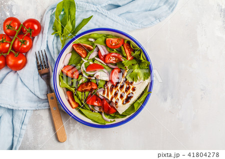 Bright summer salad with goat cheese feta, tomato 41804278