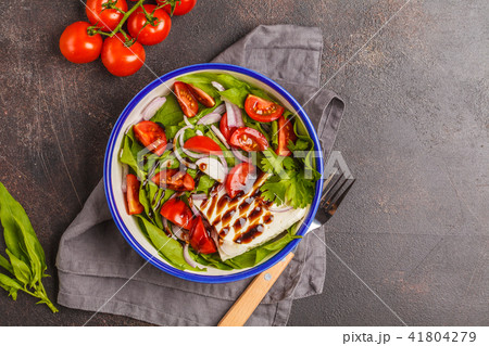 Bright summer salad with goat cheese feta, tomato 41804279