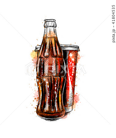 Glass Soda Bottle And Glassのイラスト素材