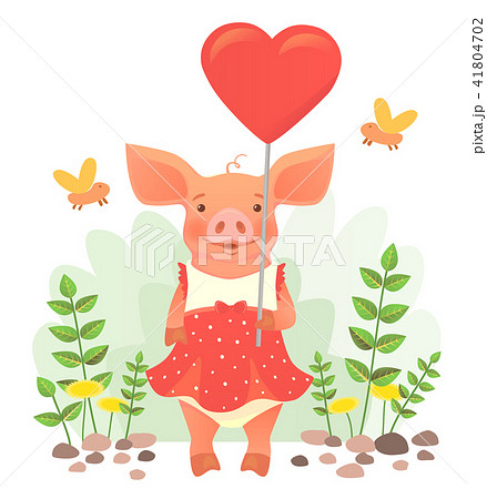 piggy holding heart piggy holding heart 41804702