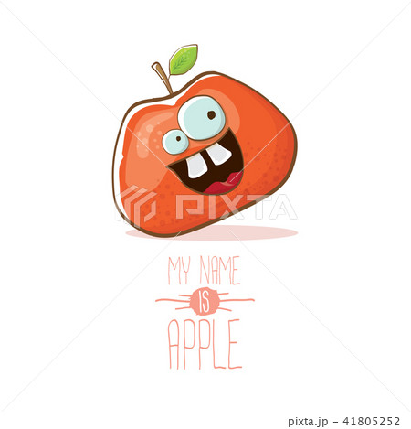 vector funny cartoon cute red apple character isolated on white background. My name is apple vector vector funny cartoon cute red apple character isolated on white background. My name is apple vector 41805252