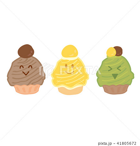 モンブランケーキ ３種類のイラスト素材