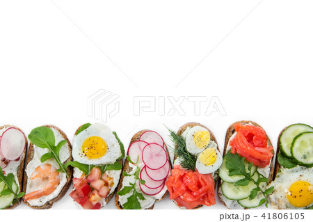 Set of mini sandwiches isolated on white 41806105