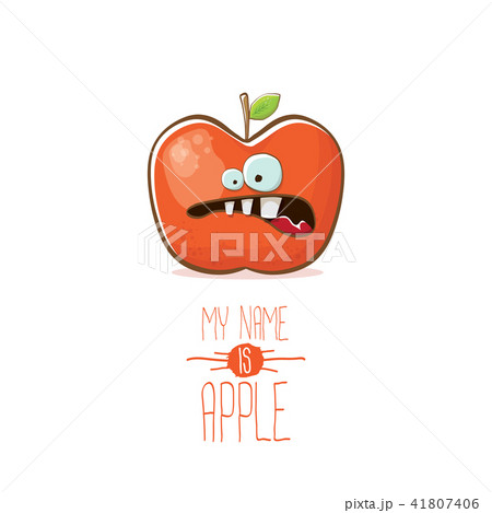 vector funny cartoon cute red apple character isolated on white background. My name is apple vector 41807406