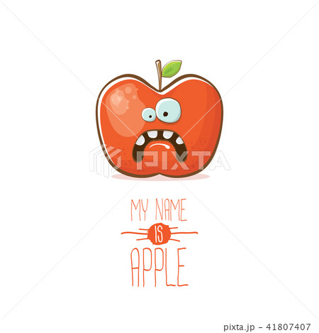 vector funny cartoon cute red apple character isolated on white background. My name is apple vector vector funny cartoon cute red apple character isolated on white background. My name is apple vector 41807407