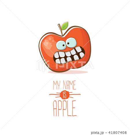 vector funny cartoon cute red apple character isolated on white background. My name is apple vector 41807408