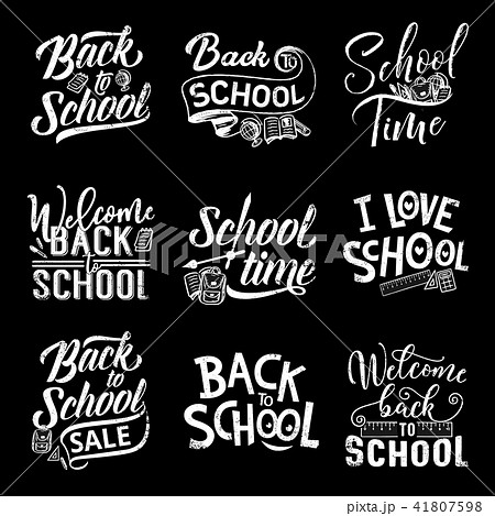 Back to school chalk lettering on blackboard 41807598