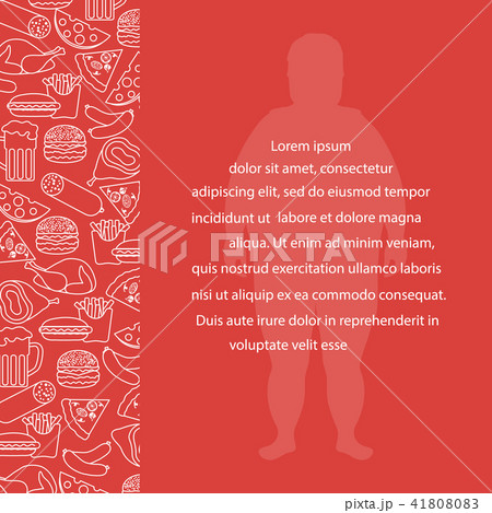 Fat man with unhealthy lifestyle symbols 41808083