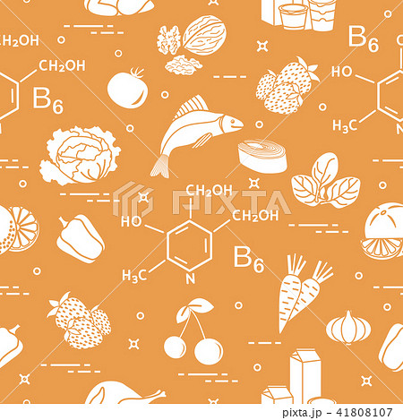 Seamless pattern with foods rich in vitamin B6 Seamless pattern with foods rich in vitamin B6 41808107