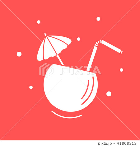 Stylized icon of the cocktail in half coconut, 41808515