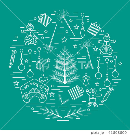 different new year and christmas symbols arranged 41808800