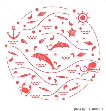 dolphins, octopus, fish, anchor, helm, waves, dolphins, octopus, fish, anchor, helm, waves, 41808884