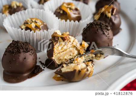 Homemade healthy chocolate truffles 41812876