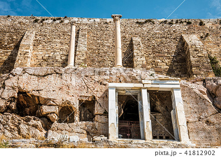 Powerful wall of the Acropolis hill in Athens 41812902