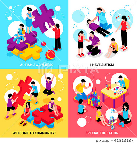 Autism Isometric Design Conceptのイラスト素材 Autism Isometric Design Conceptのイラスト素材