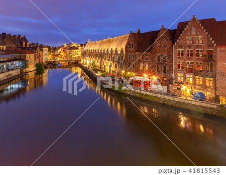 Gent. City embankment at sunset. 41815543