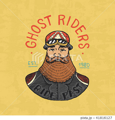 Bearded biker templates. Motorcycles club. Vintage custom emblem, label badge for t shirt 41816127