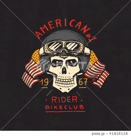 Vintage custom skulls emblem, label badge for t shirt. Motorcycles and biker club template Vintage custom skulls emblem, label badge for t shirt. Motorcycles and biker club template 41816128
